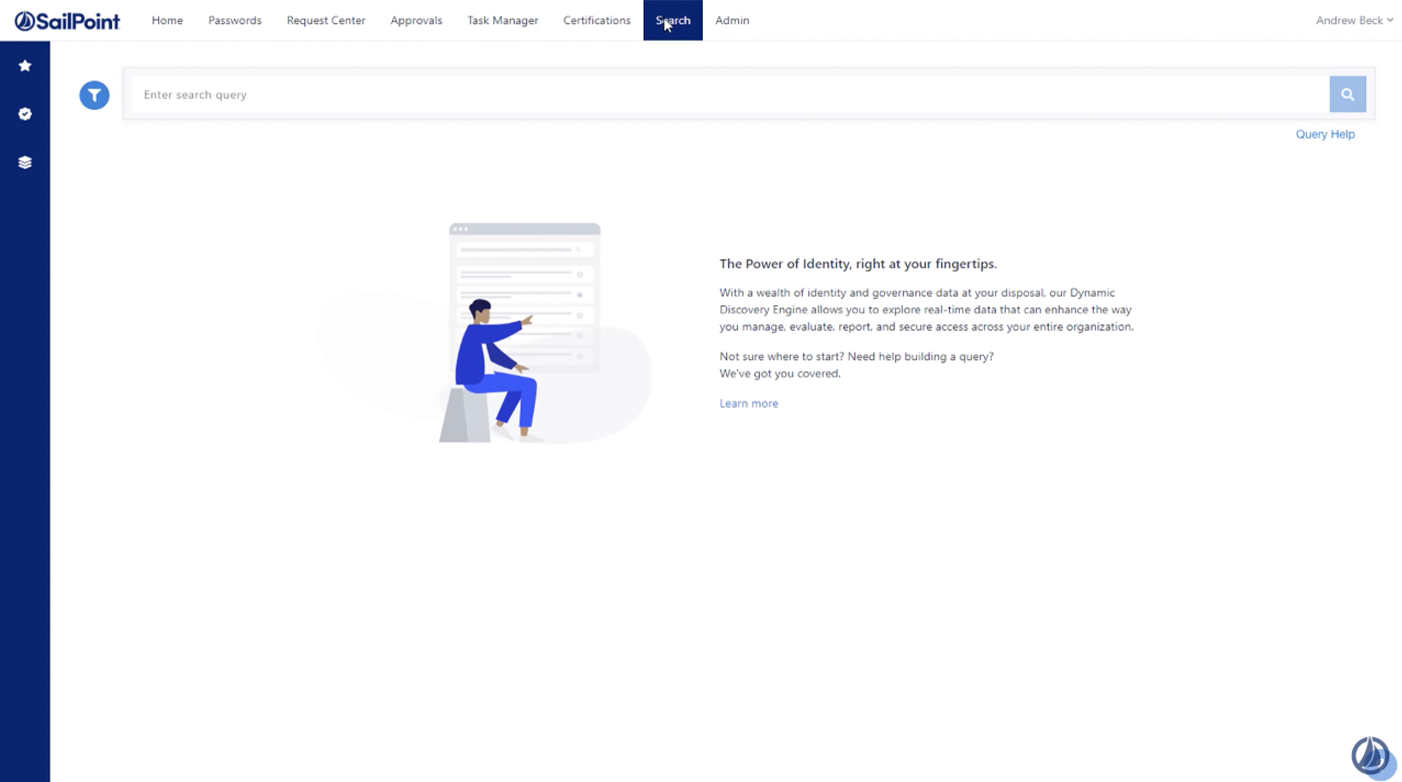 Screenshot of IdentityNow software - search capabilities