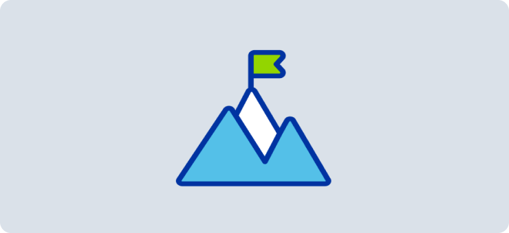 graphic design of mountains with a flat atop one peak