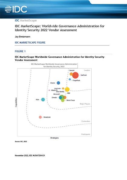 SailPoint 調査レポート IDC MarketScape: Worldwide Governance Administration for Identity Security 2022 Vendor Assessment (2022年ベンダー評価：世界規模でのアイデンティティ・セキュリティのためのガバナンス管理）